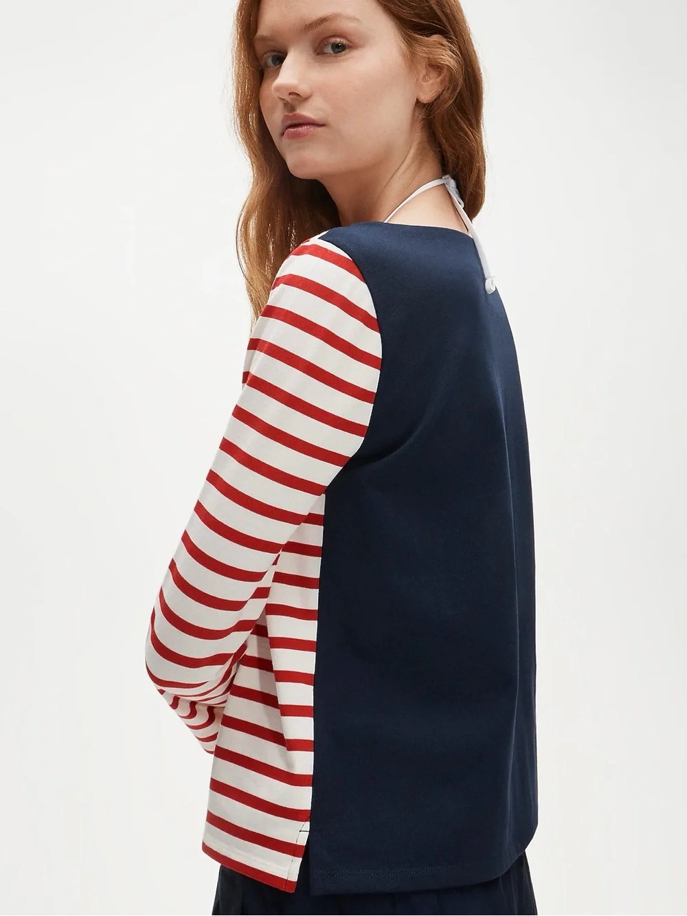 nwt j.crew boatneck tshirt in striped heavyweight cotton red white blue xs $80
